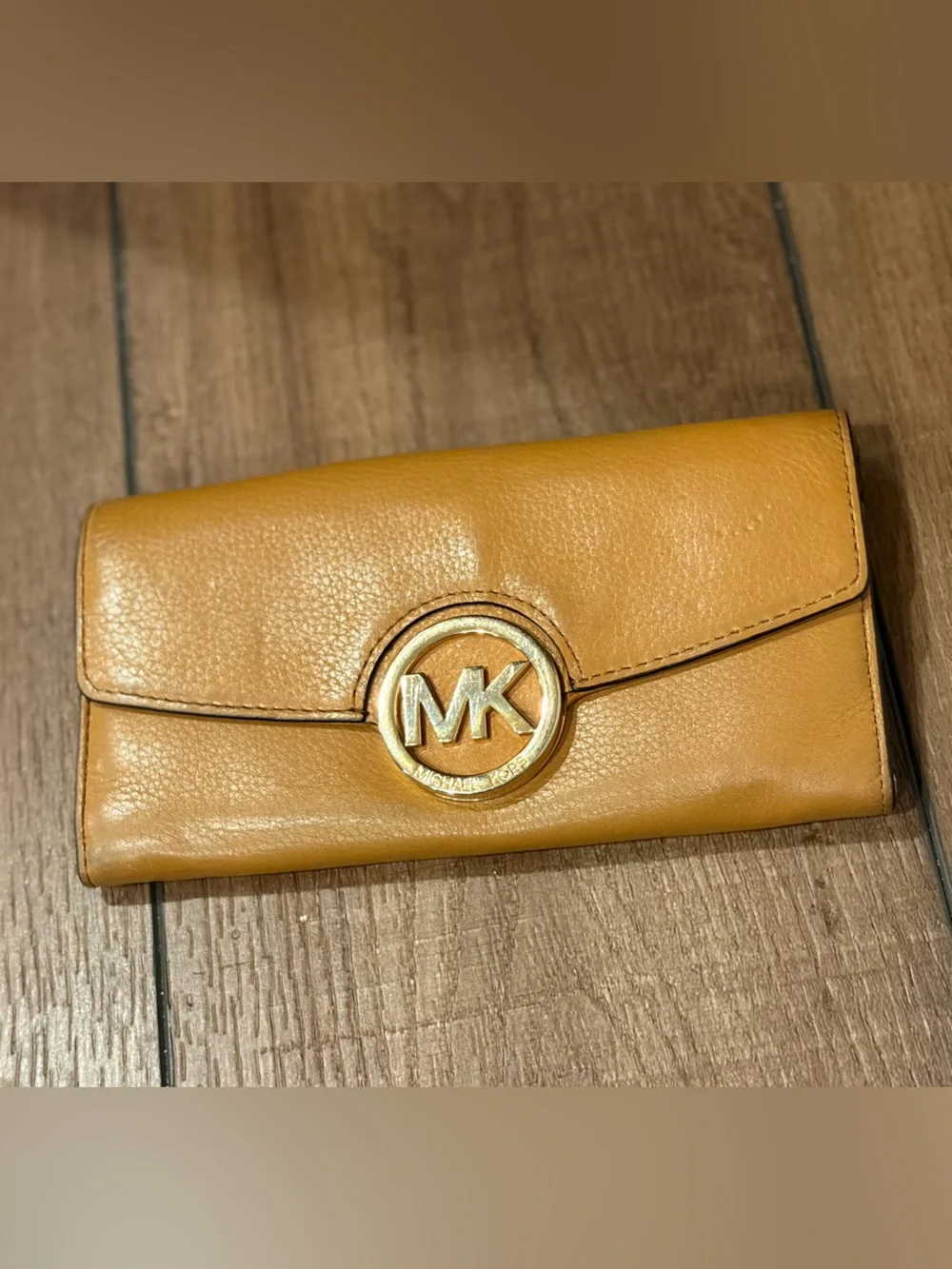Michael Kors Mustard Leather MK Circle Logo Wallet